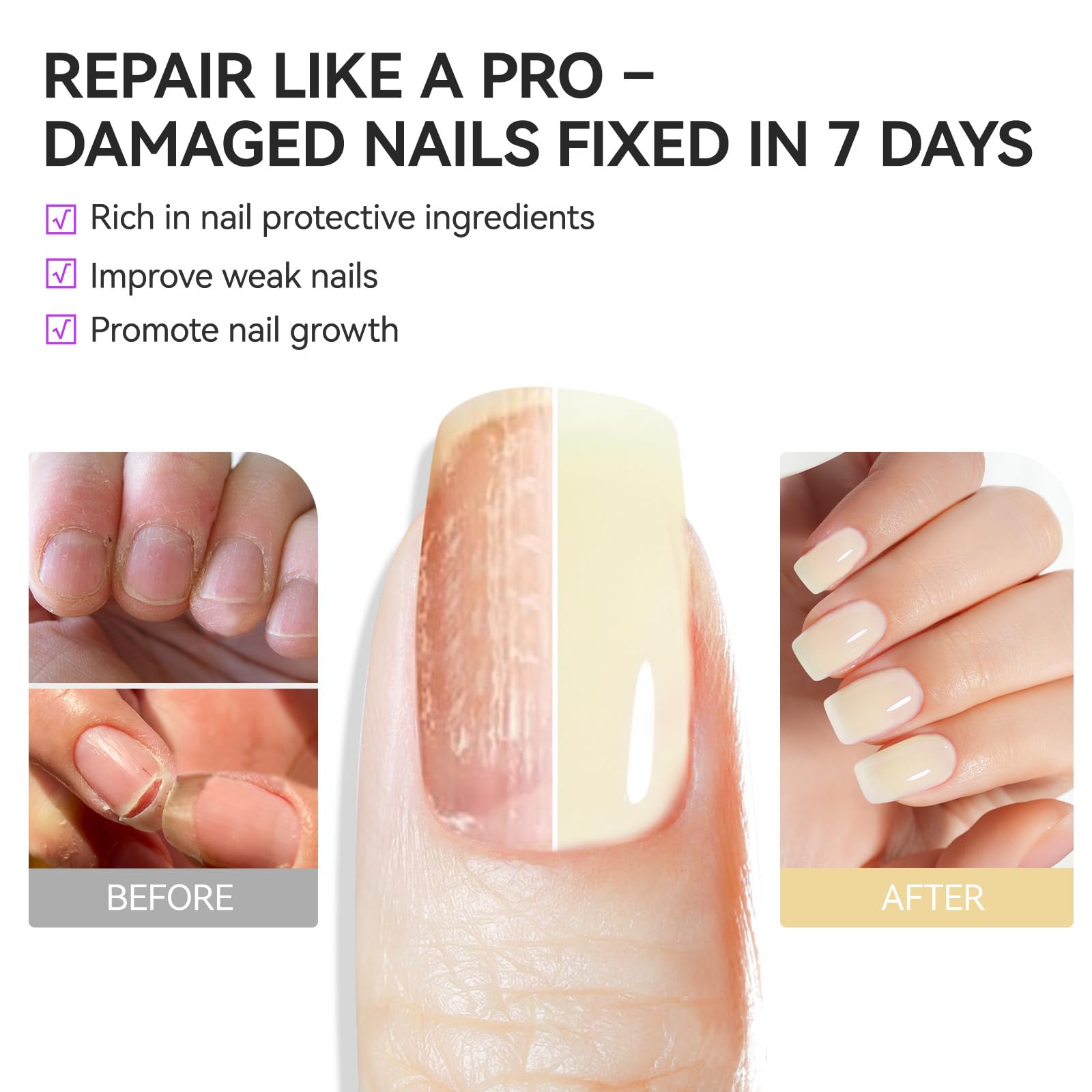 gelike ec Nail Hardener and Strengthener Polish:Ridge Filler for Weak Nails