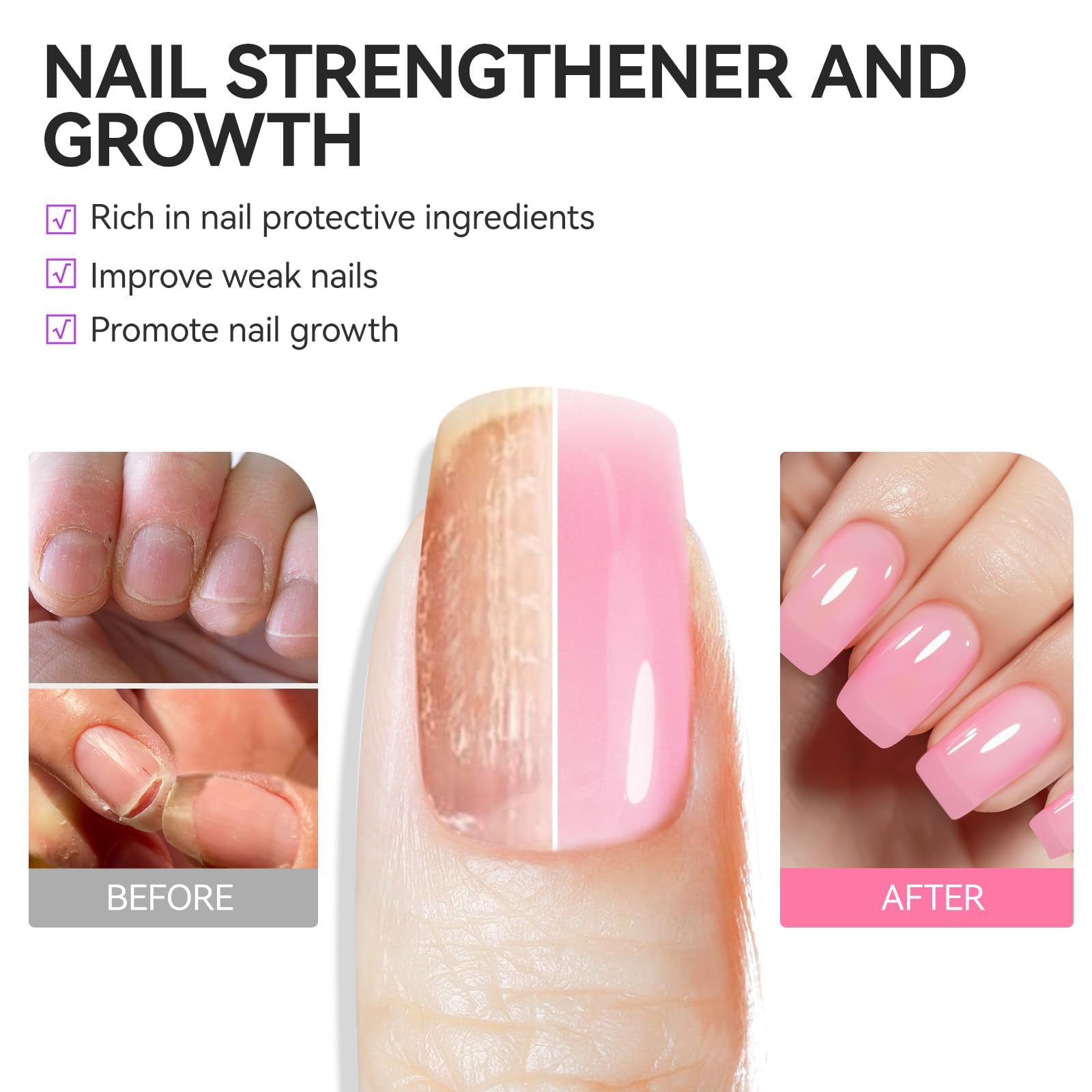Nail Strengthener Protein for Damaged Nails: 6 in 1 Nail Repair for Women
