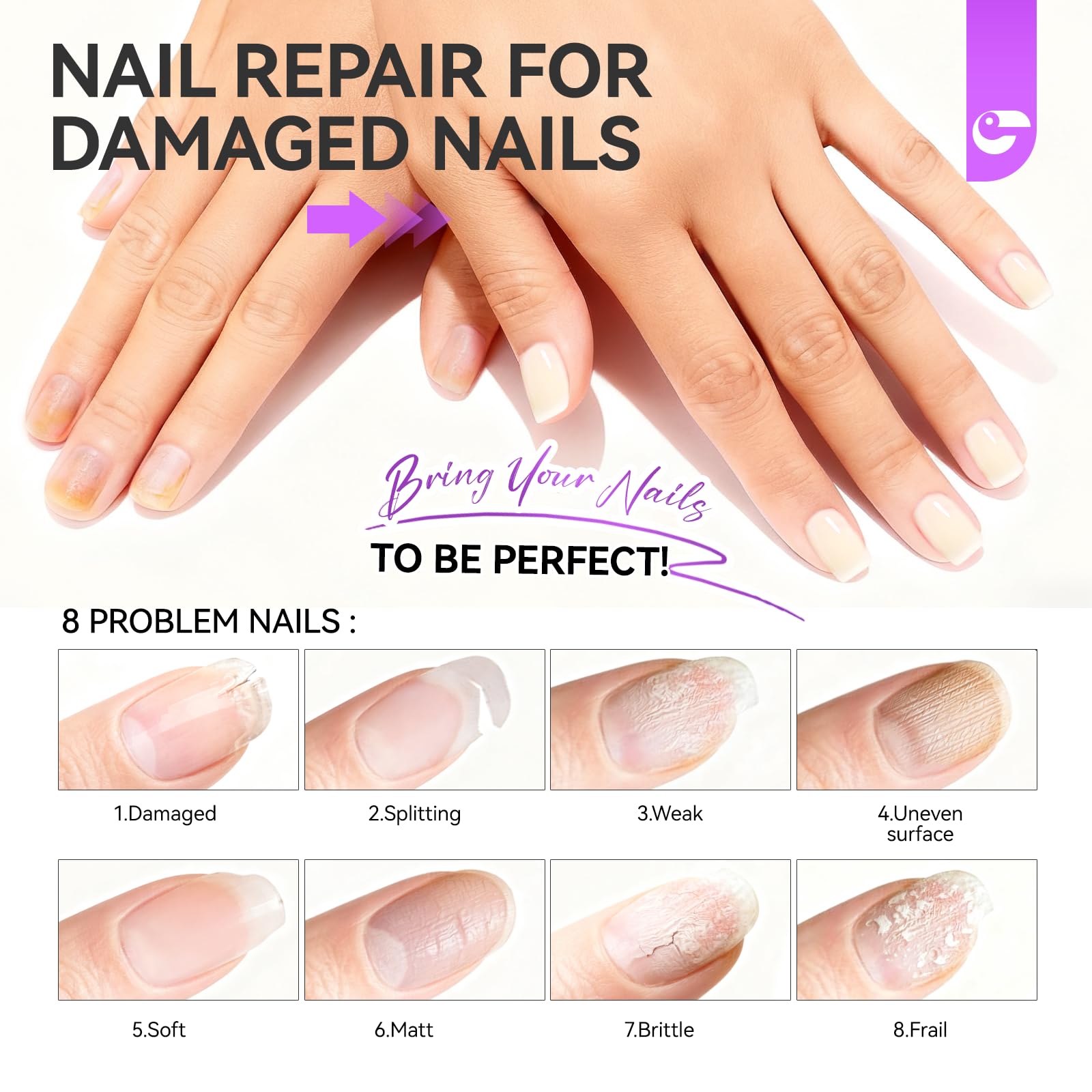 Nail Hardener Extra Strong and Growth: Milky Apricot 15ml Natural Nail Polish Strengthener and Growth for Damaged Nails - 6 in 1 Nails Repair for Housewives Working Women Manicure Home Salon Daily Use