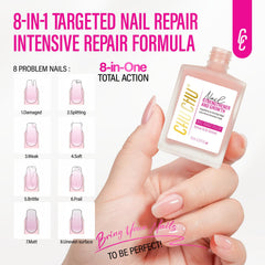 Nail Repair for Women: 8 in 1 Soft Pink Nail Hardener Strengthener