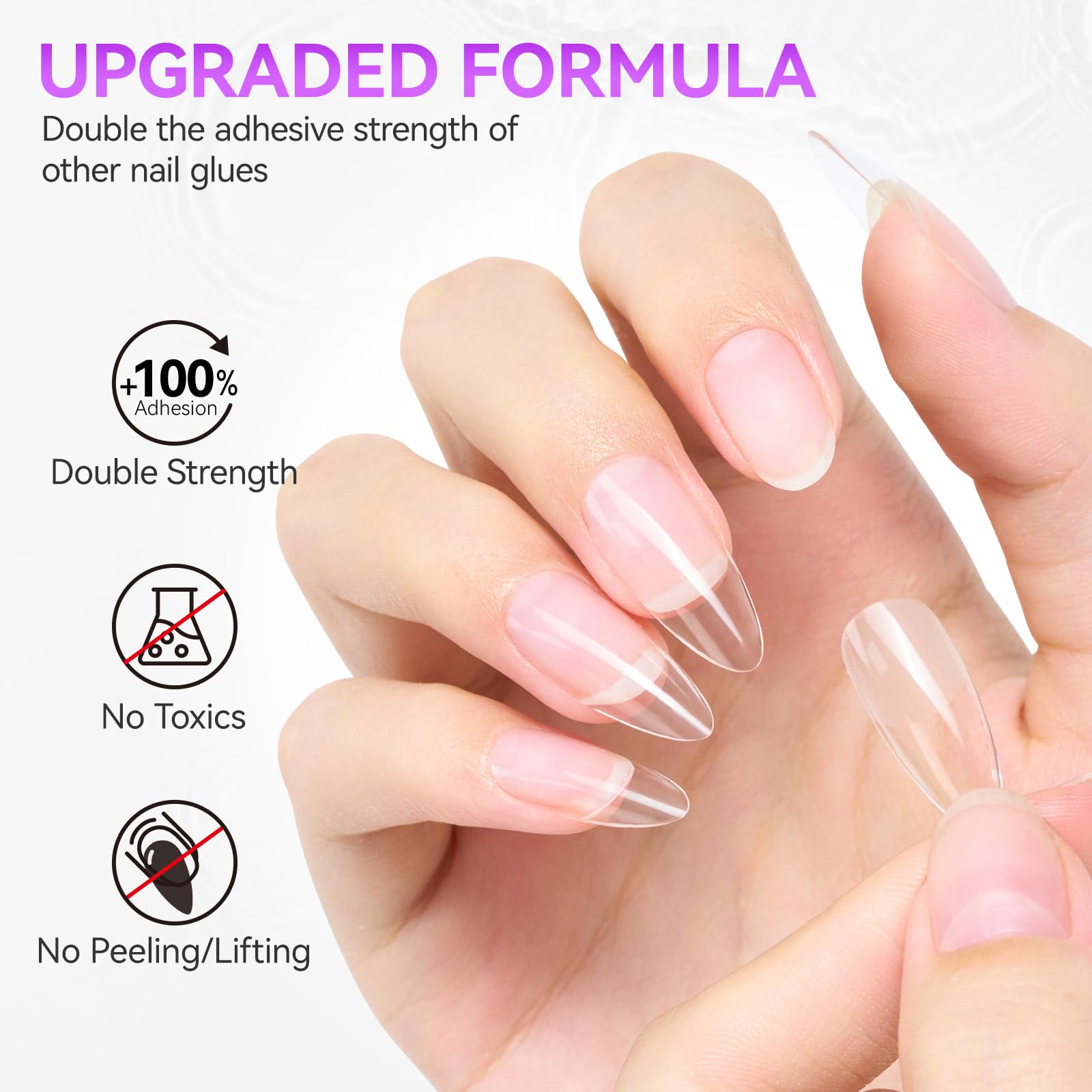 Gelike Gel Nail Glue for Press Ons - No Wipe Strong Nail Glue for Nail Tips