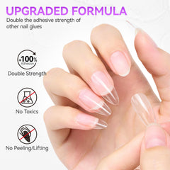 Gelike Gel Nail Glue for Press Ons - No Wipe Strong Nail Glue for Nail Tips
