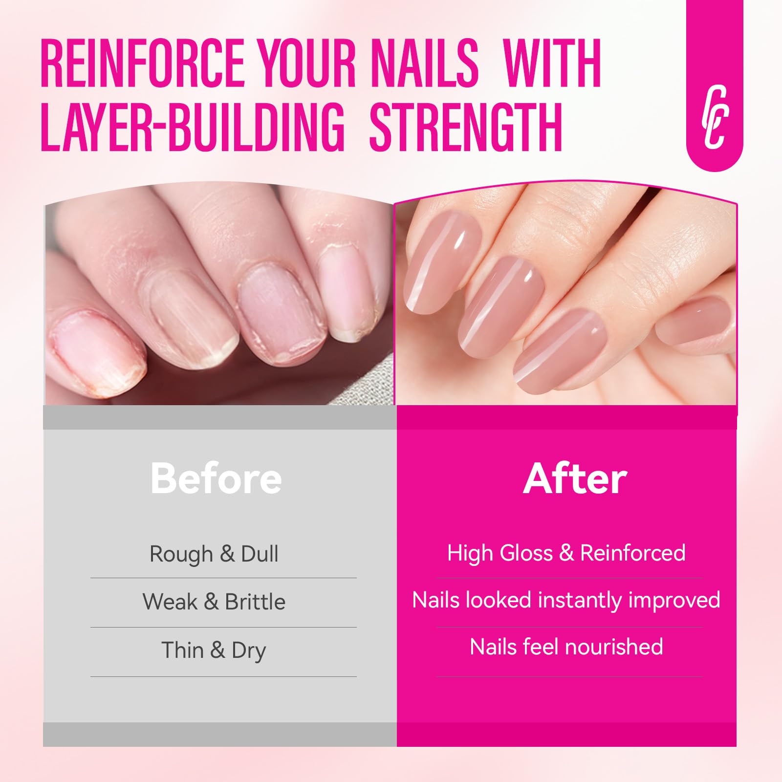 Nail Repair for Women: 8 in 1 Dusty Peach Nail Hardener Strengthener