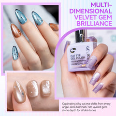 Cat Eye Gel Polish Set: Intense Magnetic Pull Creates Silky Glow in 1 Sec