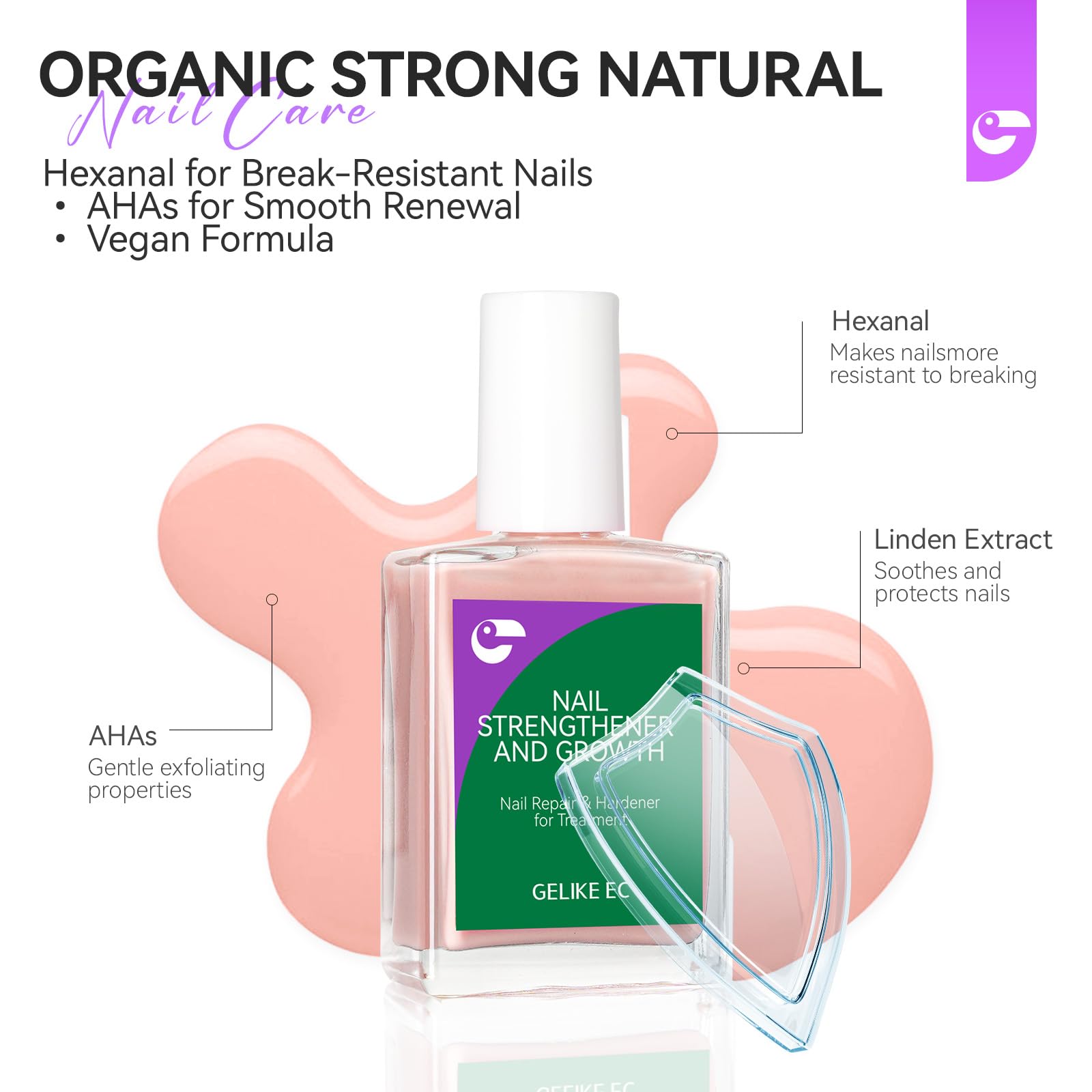 Protein Nail Strengthener and Growth Polish: Nail Hardener for Weak Nails