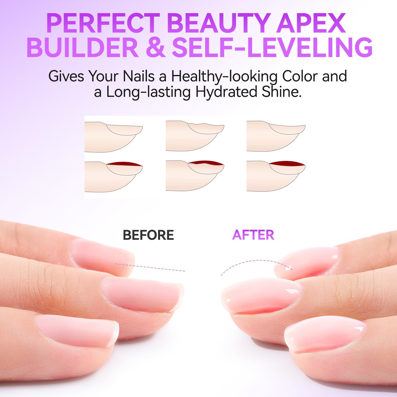 Gelike EC 6-in-2 Jelly Builder Gel Nail Glue: Nude Pink UV Rubber Base Gel for Apex Building & Short Extension – Extra Strong Adhesive for Press On & Acrylic Nail Tips for Home DIY Girl Gift