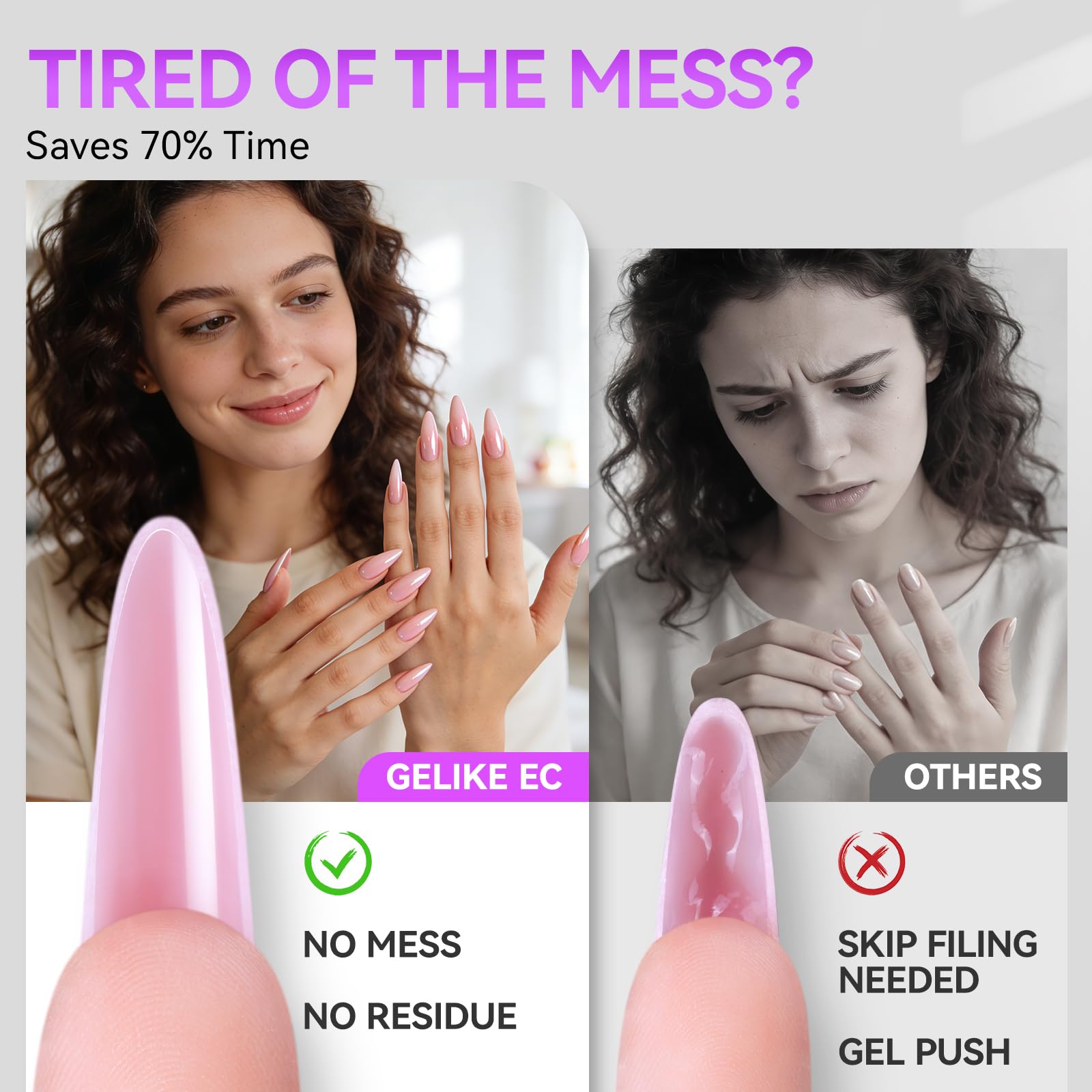 Gelike EC Nail Forms for Builder Gel: Reusable Almond Sandwich Dual Form
