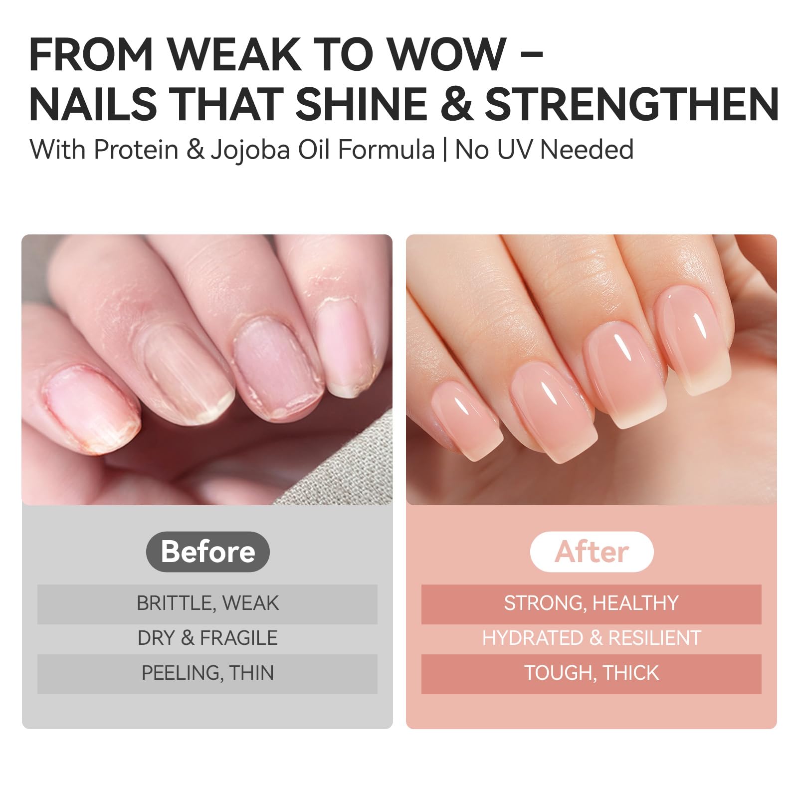 Protein Nail Strengthener and Growth Polish: Nail Hardener for Weak Nails