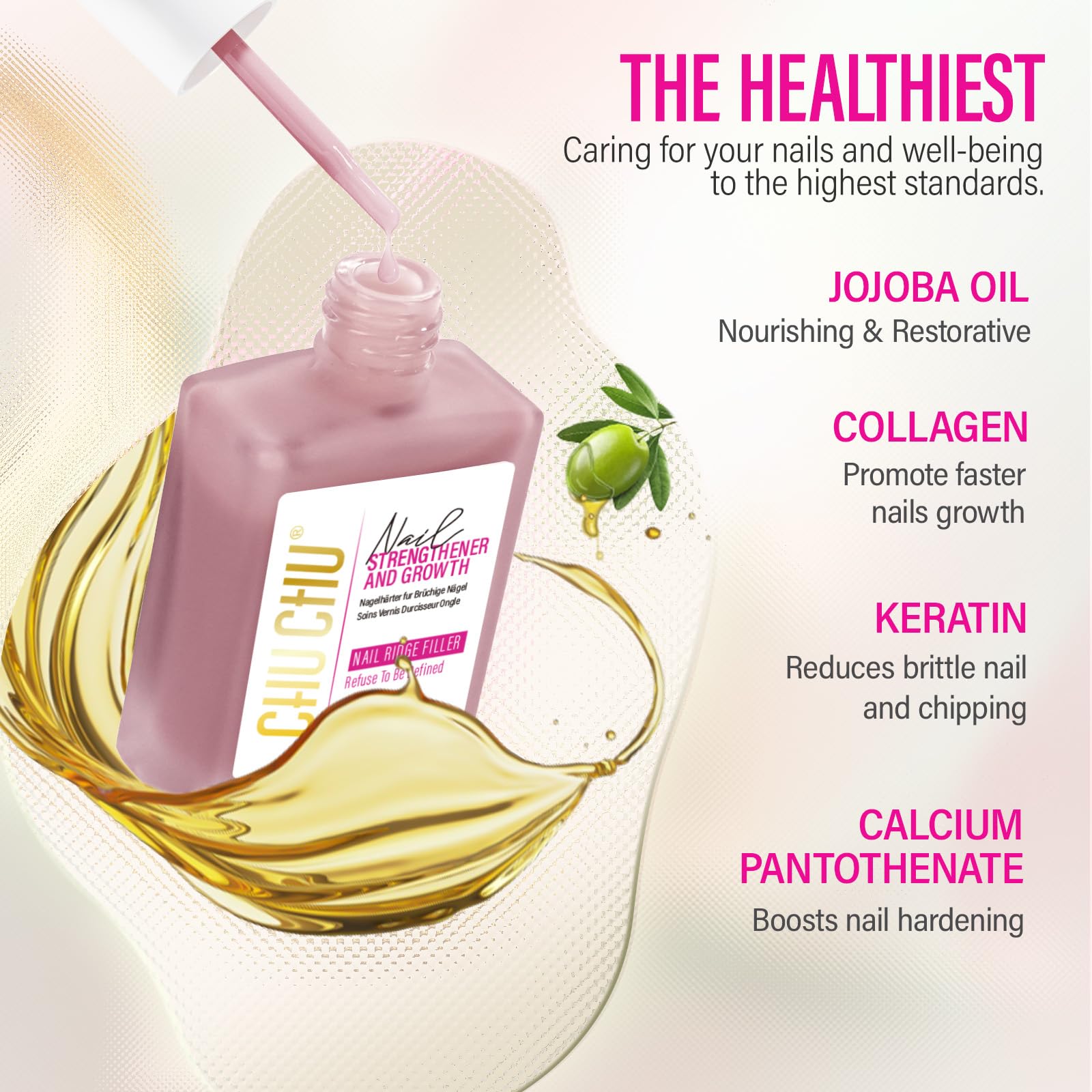 Nail Repair for Women: 8 in 1 Dusty Peach Nail Hardener Strengthener