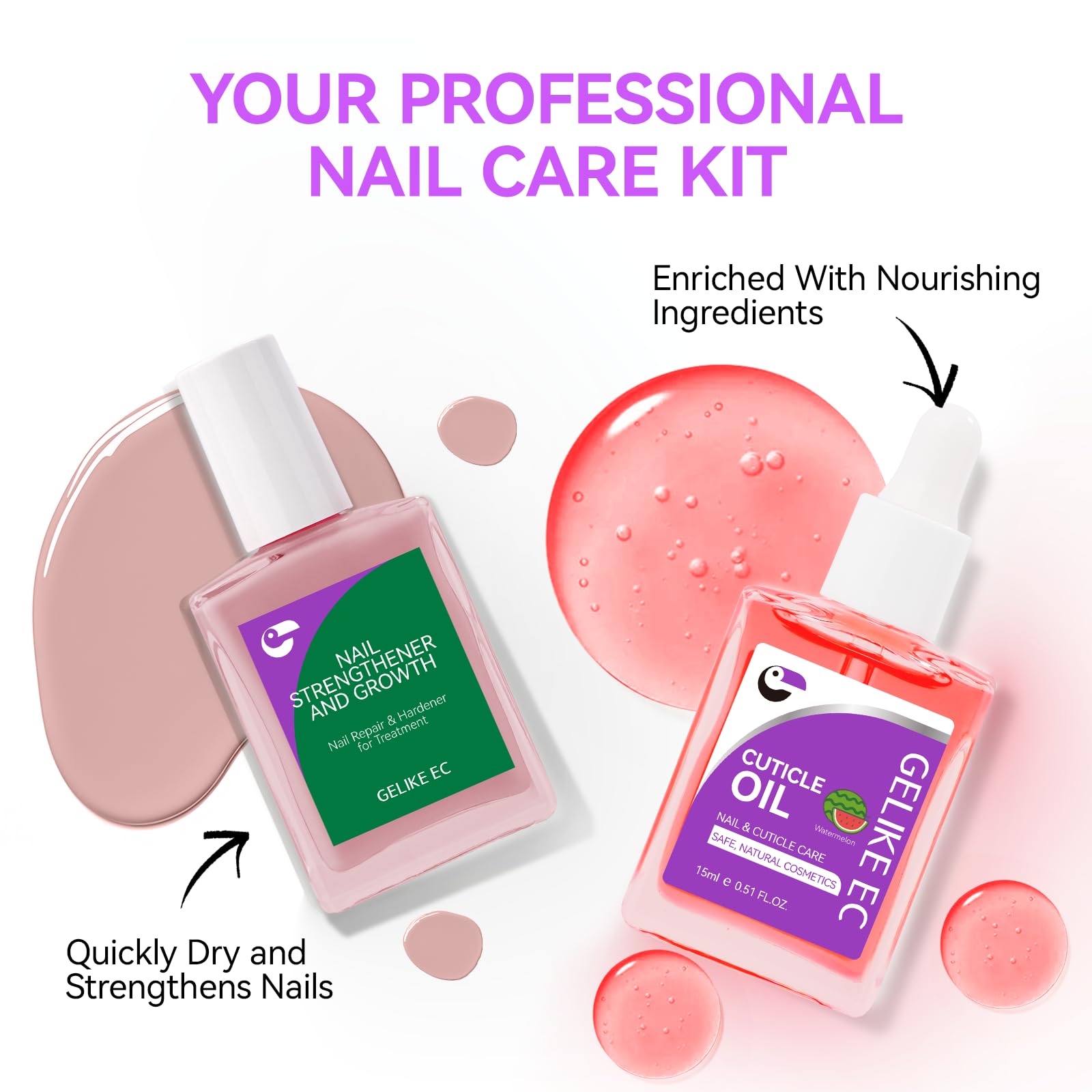 Gelike EC Professional Nail Care Kit: Protein Care for Dry Weak Nails