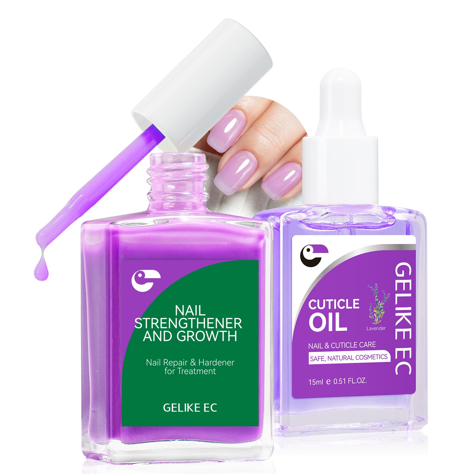Gelike Nail Strengthener Kit for Beginner: Purple Easy-Use for Split Nail
