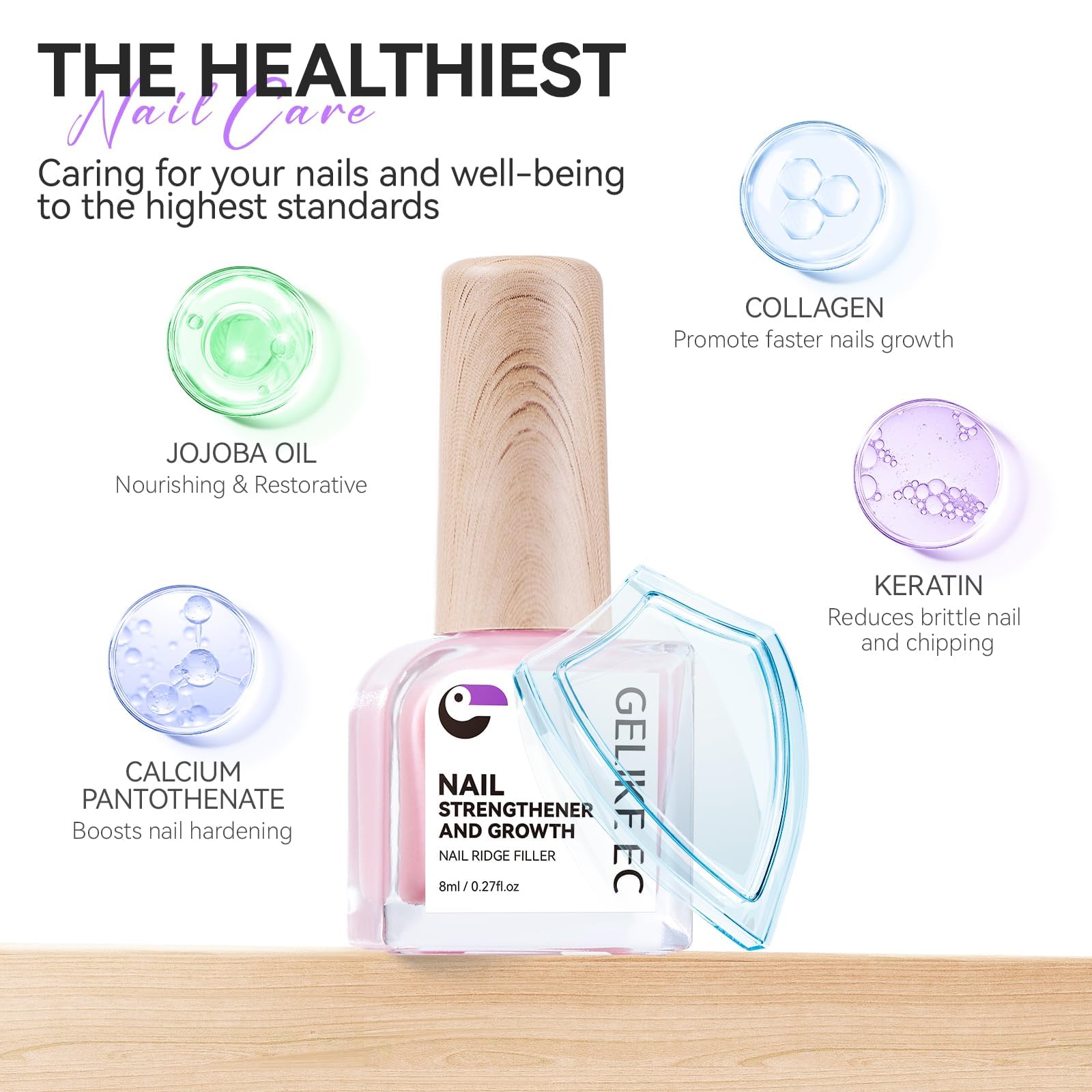 Nail Ridge Filler For Damage Nails: 8 in 1 Nail Strengthener for Thin Nail