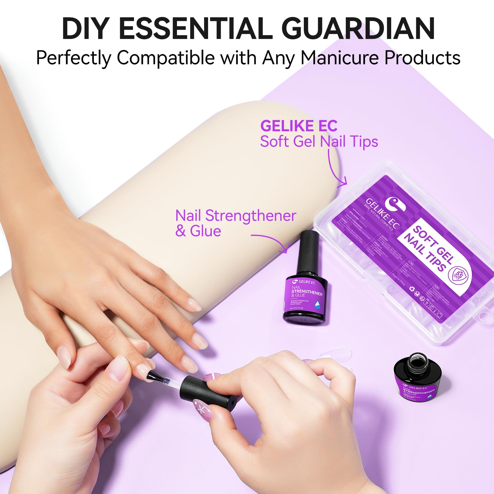 Gelike EC Nail Glue Gel Strengthener: Clear 6-in-1 Nail Gel for Repair