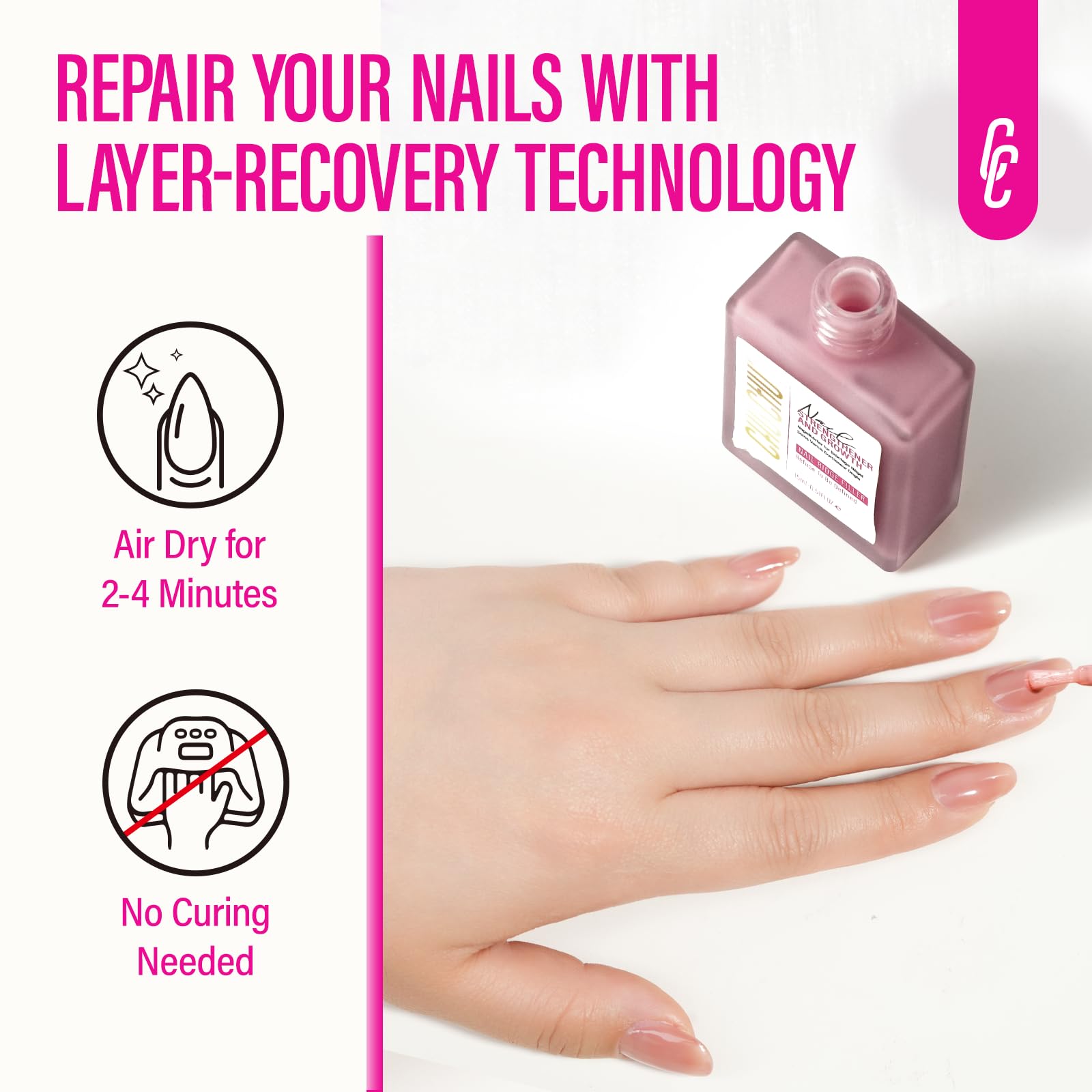 Nail Repair for Women: 8 in 1 Coral Red Nail Hardener Strengthener