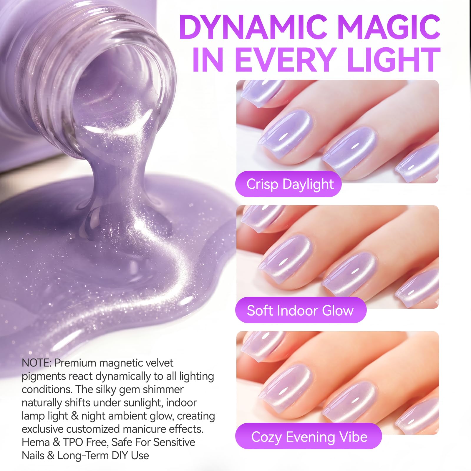 Cat Eye Gel Polish Set: Intense Magnetic Pull Creates Silky Glow in 1 Sec