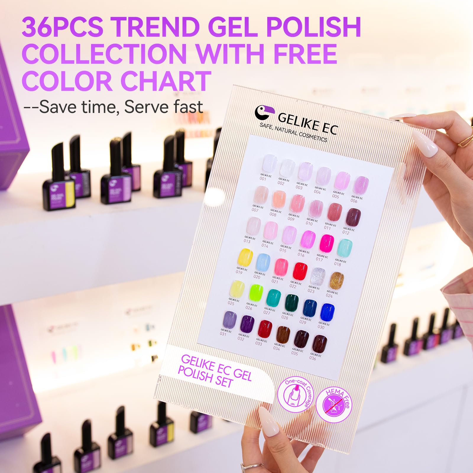 gelike ec Pro Gel Polish for Salon: 36 Colors Highly Pigmented Set