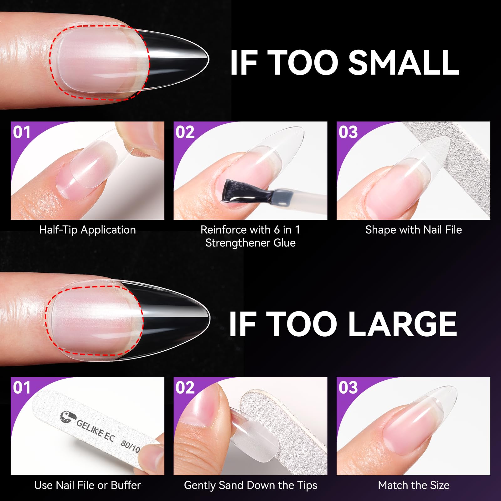 Gelike ec Short Square Nail Tips: 240PCS Soft Gel Tips for Nail Extensions Square Shaped Full Cover Nail Tips Pre Etched - PMMA Resin Clear False Nails Press on Nails 10 Sizes, SHORT SQUARE