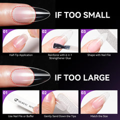 gelike ec Extra Short Soft Gel Nail Tips Kit for Soak Off Nail Extensions,Full Cover,Coffin Shaped,Pre-buff PMMA Resin,Clear Ultra-Thin Design,12 Sizes,240 Pieces,Extra Short Coffin
