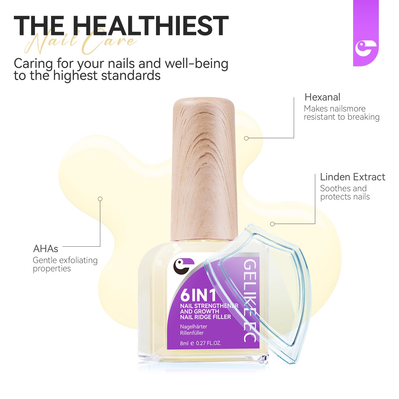 Nail Strengthener Protein for Damaged Nails: 6 in 1 Nail Growth for Women