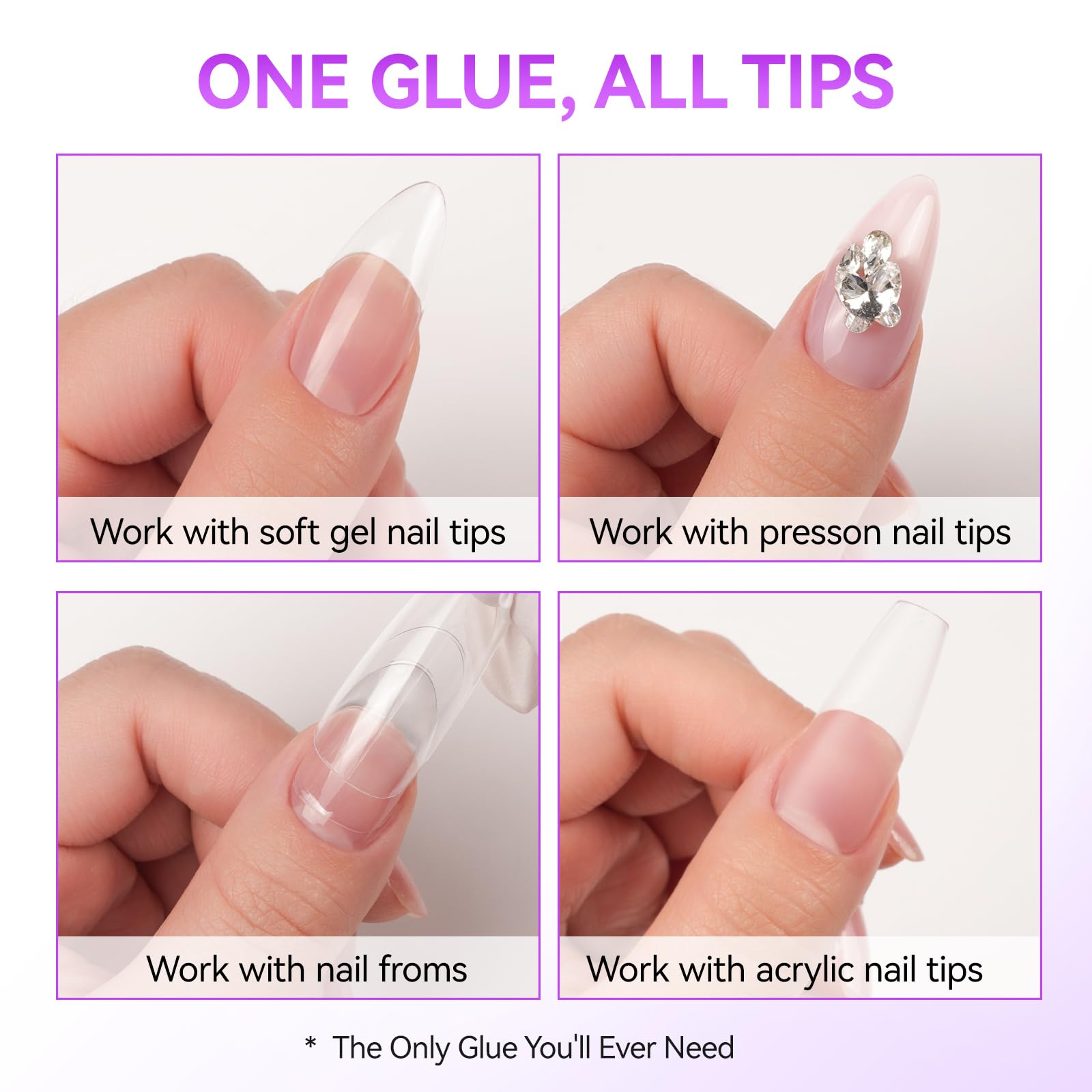 Gelike Gel Nail Glue for Press Ons - Strong UV Nail Glue for Nail Tips