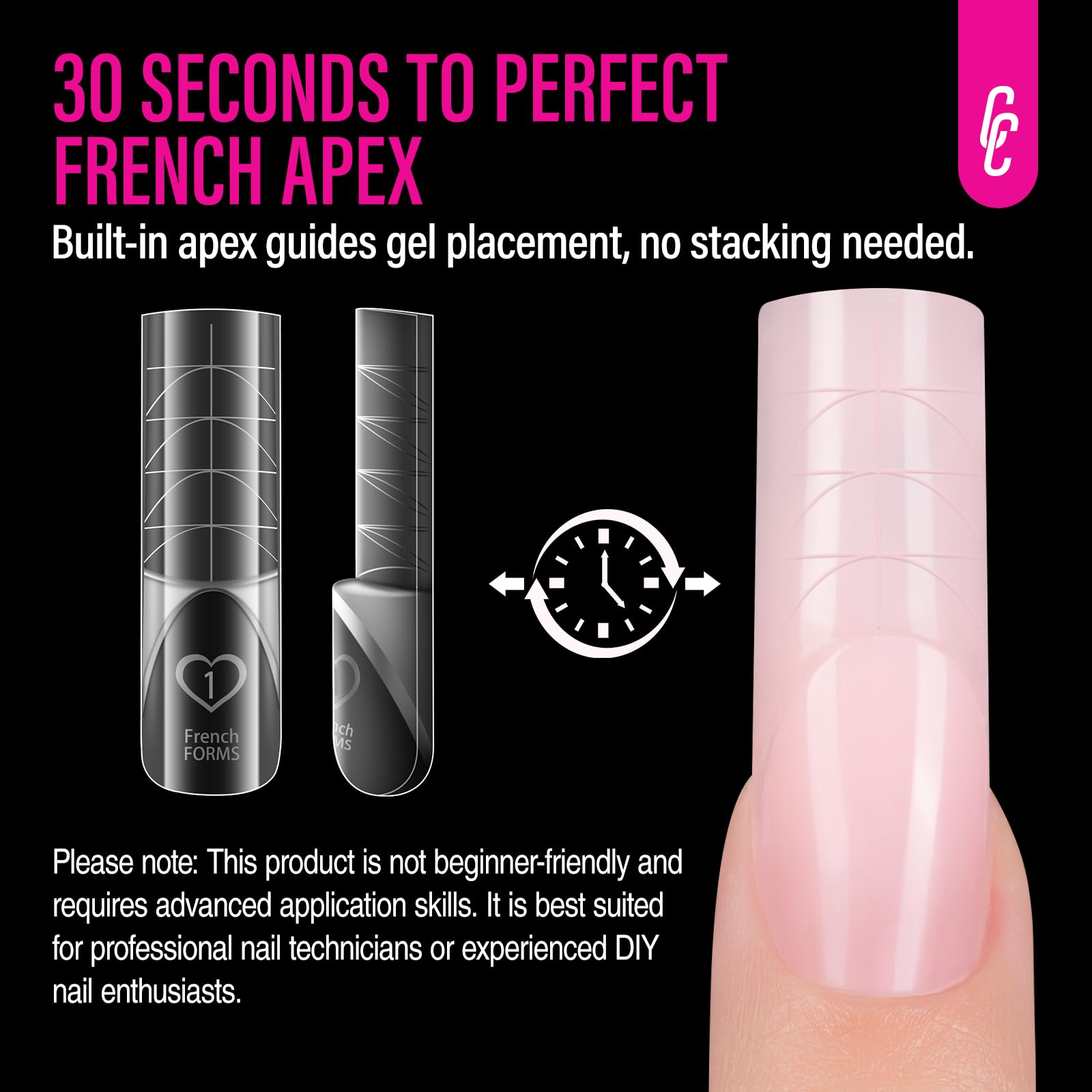 HUCHU 3D French Dual Forms for Polygel: Easy Nail Form Creates French Apex Nails for Builder Gel Acrylic Nail Extensions DIY - 5S Easy Removal Reusable Nail Forms for Professional -120pcs 15Size