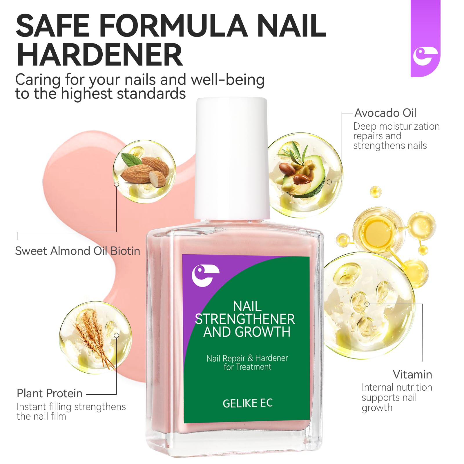 Nail Strengthener and Growth for Damaged Nails: Quick Dry for Weak Nails