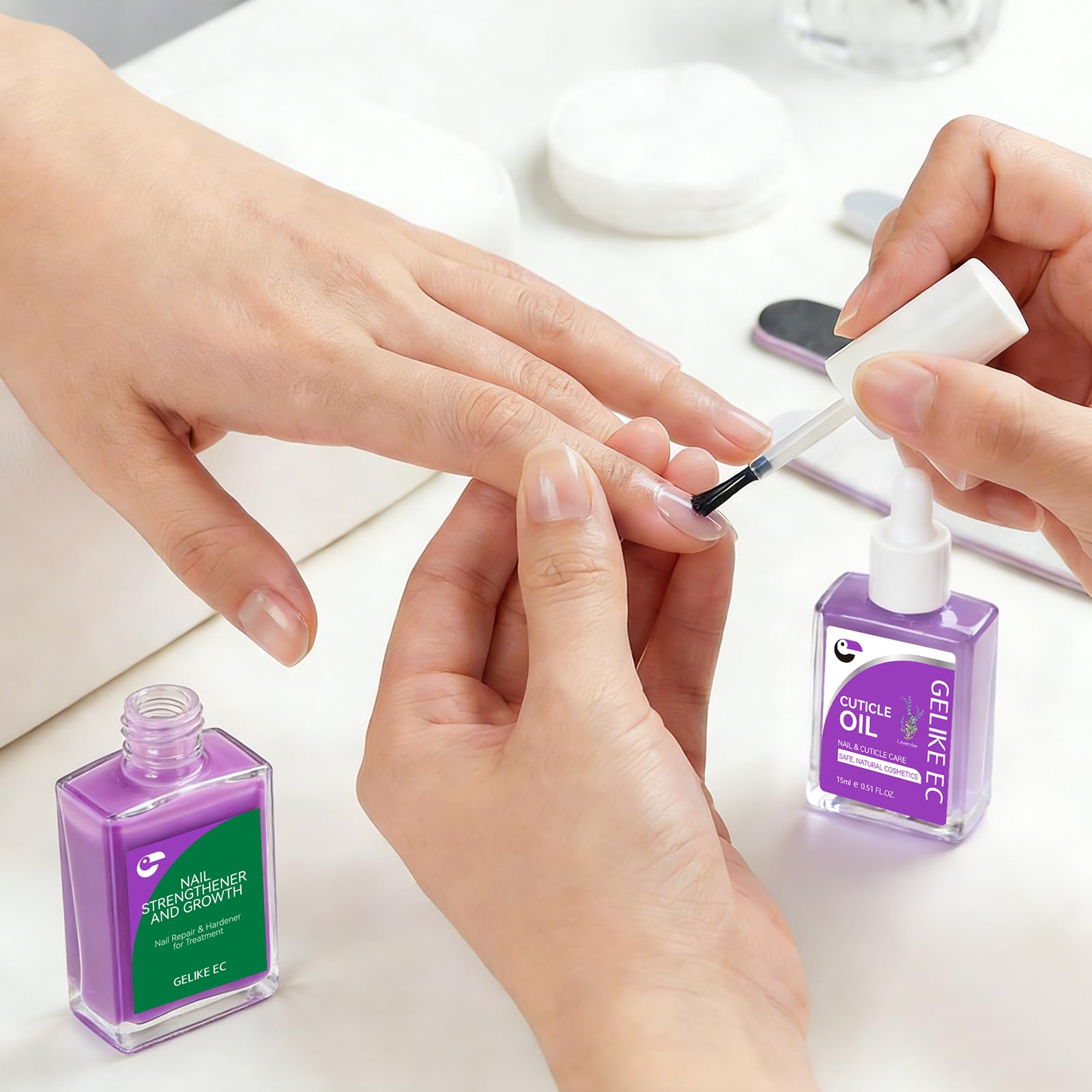 Gelike Nail Strengthener Kit for Beginner: Purple Easy-Use for Split Nail
