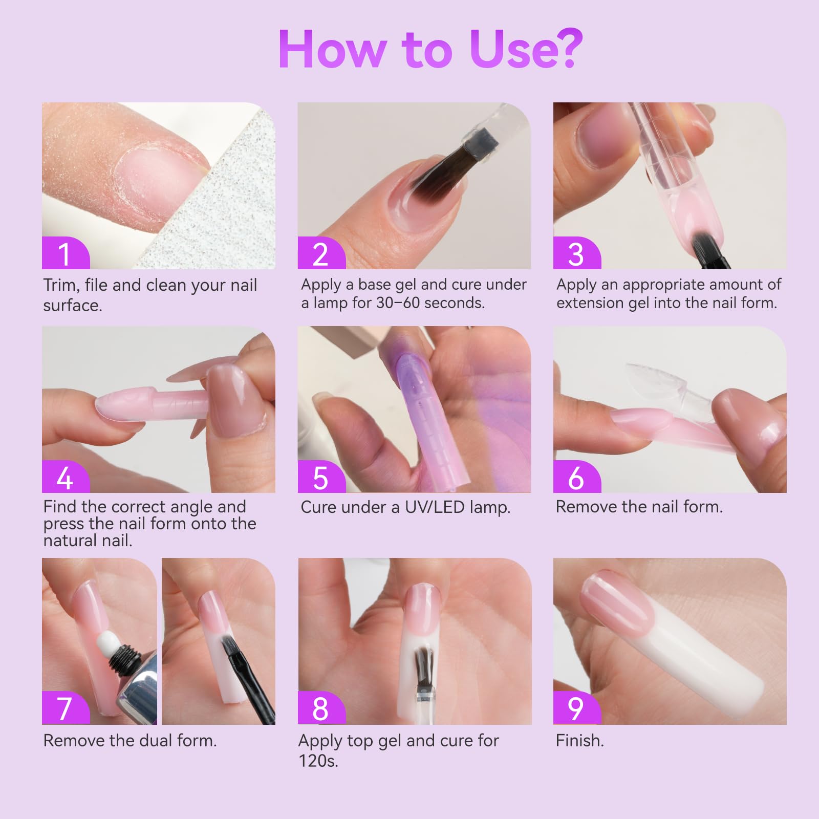 Gelike EC Dual Forms for Builder Gel: Square Space French Dual Nail