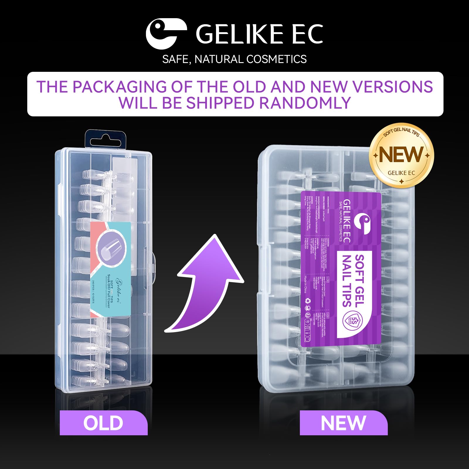 Gelike ec Short Almond Nail Tips: Pre-Etched Cover Acrylic Fake Nails