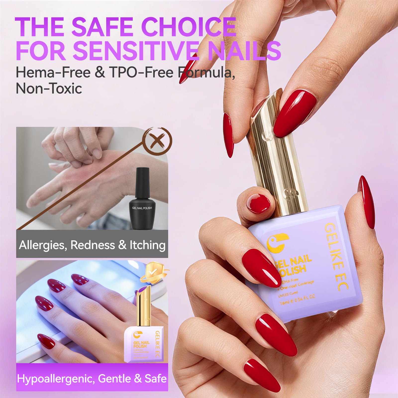 gelike ec Gel Nail Polish Set: 16ML 12 Colors Kit HEMA & TPO Free