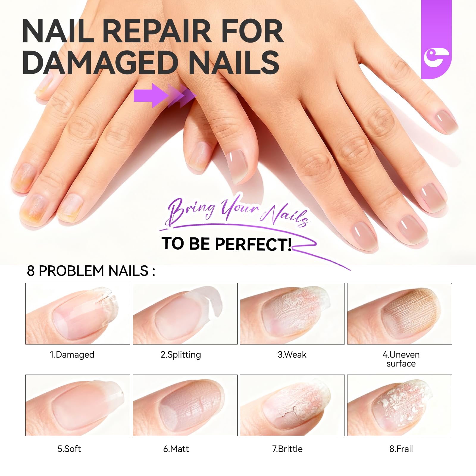 Nail Strengthener and Growth for Damaged Nails: Quick Dry for Weak Nails