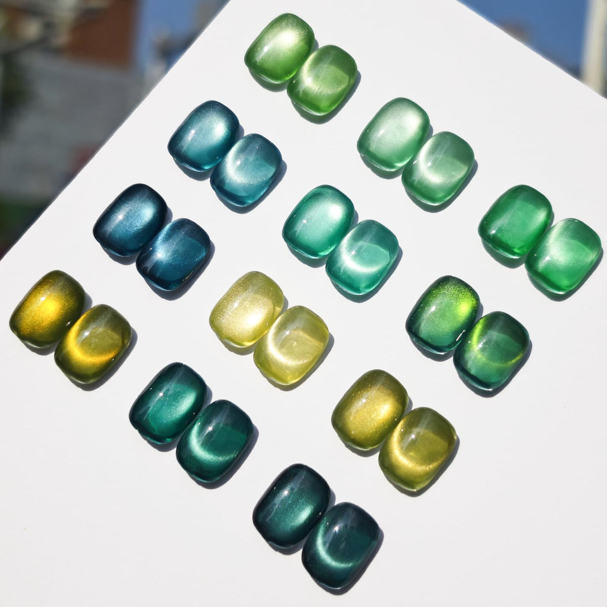 gelike ec Cat eye Gel Polish Set Green Colors Rich Shimmer for Nail Tech