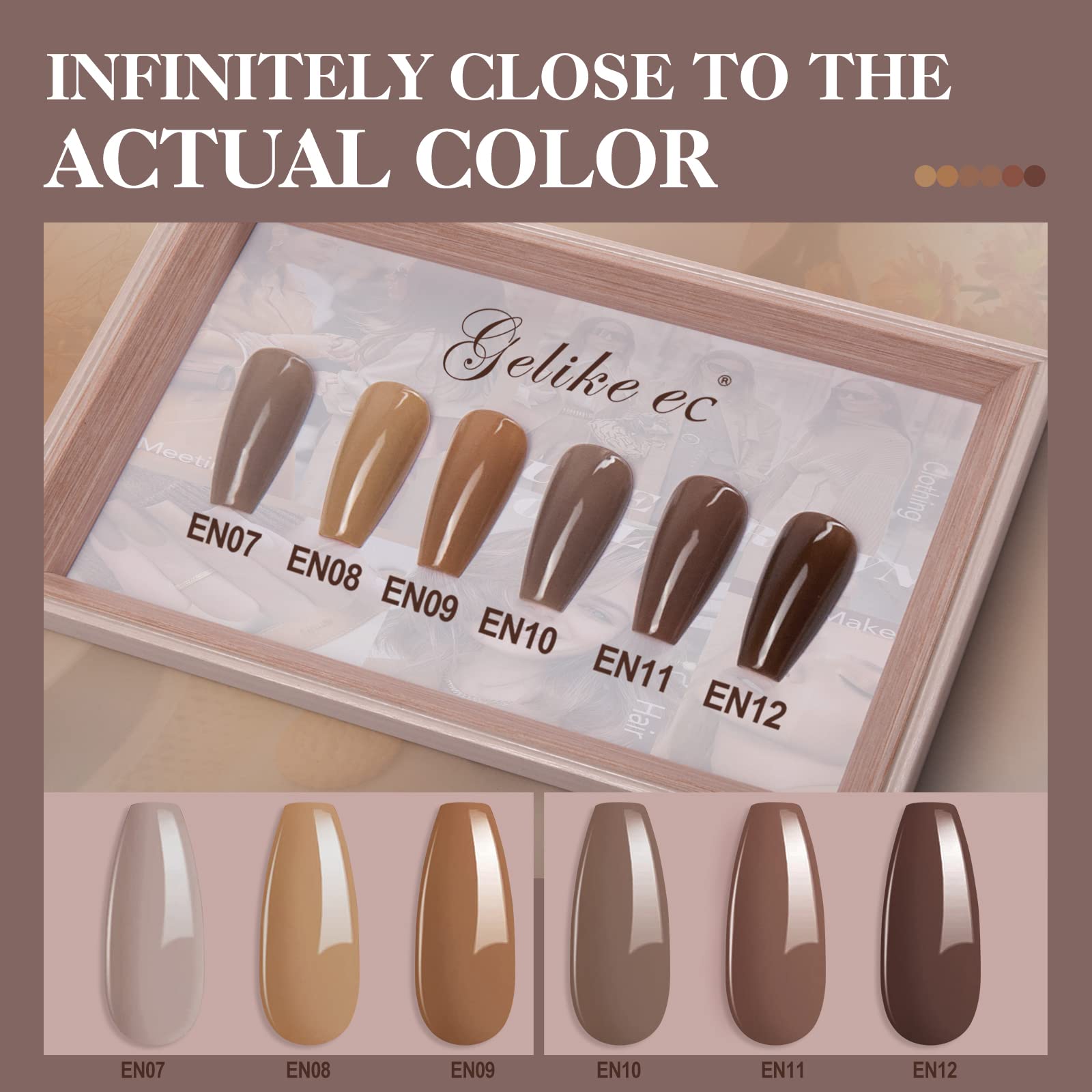 gelike ec Brown Gel Nail Polish Set, Nude Brown Gel Polish Bundle with Mini LED Nail Lamp,UV Light for Nails Easy and Flash Cure Light For Nail Extension System