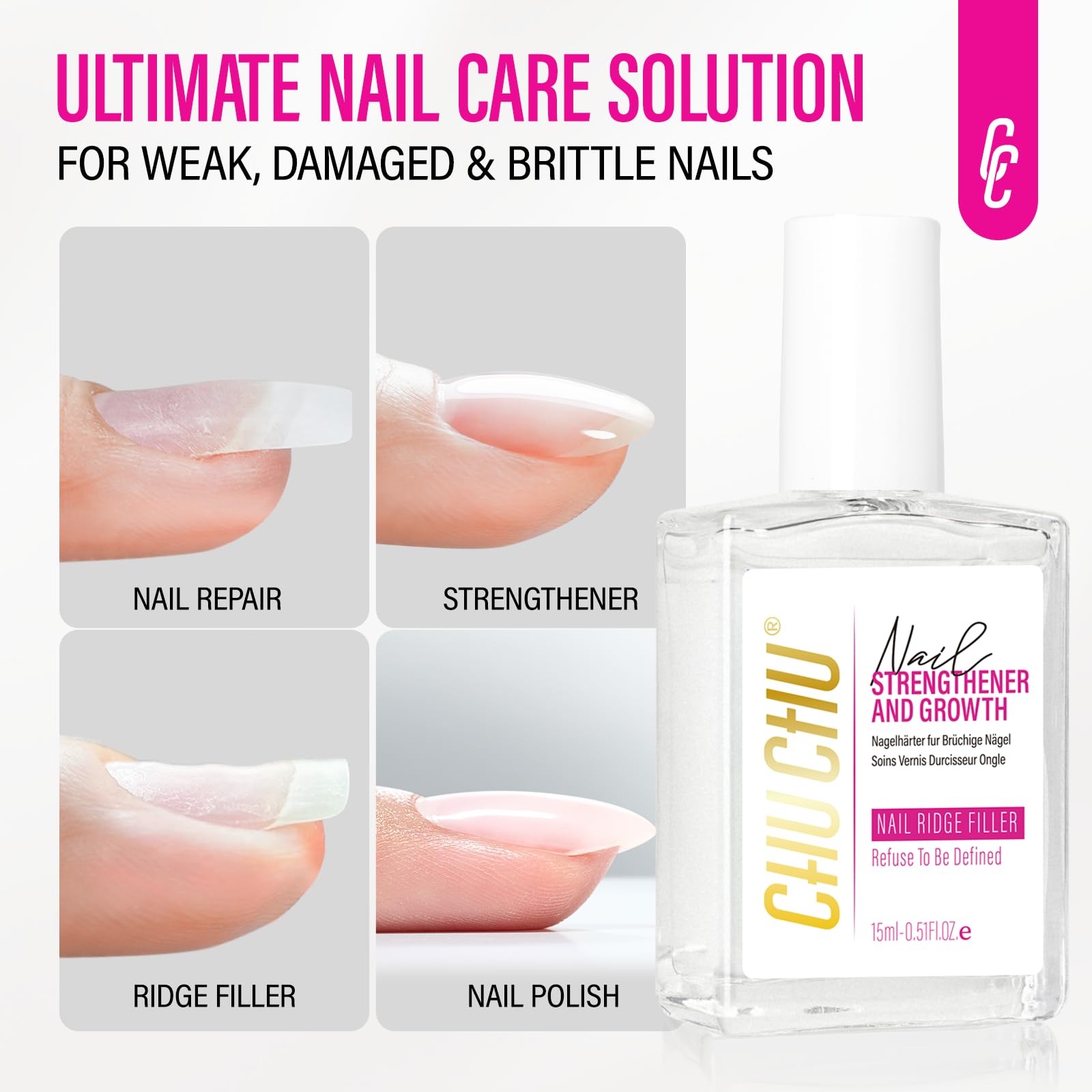 Nail Repair for Women: 8 in 1 Clear Nail Hardener Strengthener Extra