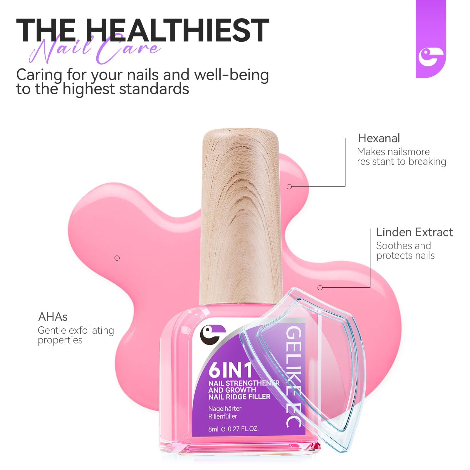 Nail Strengthener Protein for Damaged Nails: 6 in 1 Nail Repair for Women