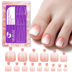 Press on Toenails for Wide Beds: 240 Pcs Peach Pink Ombre French