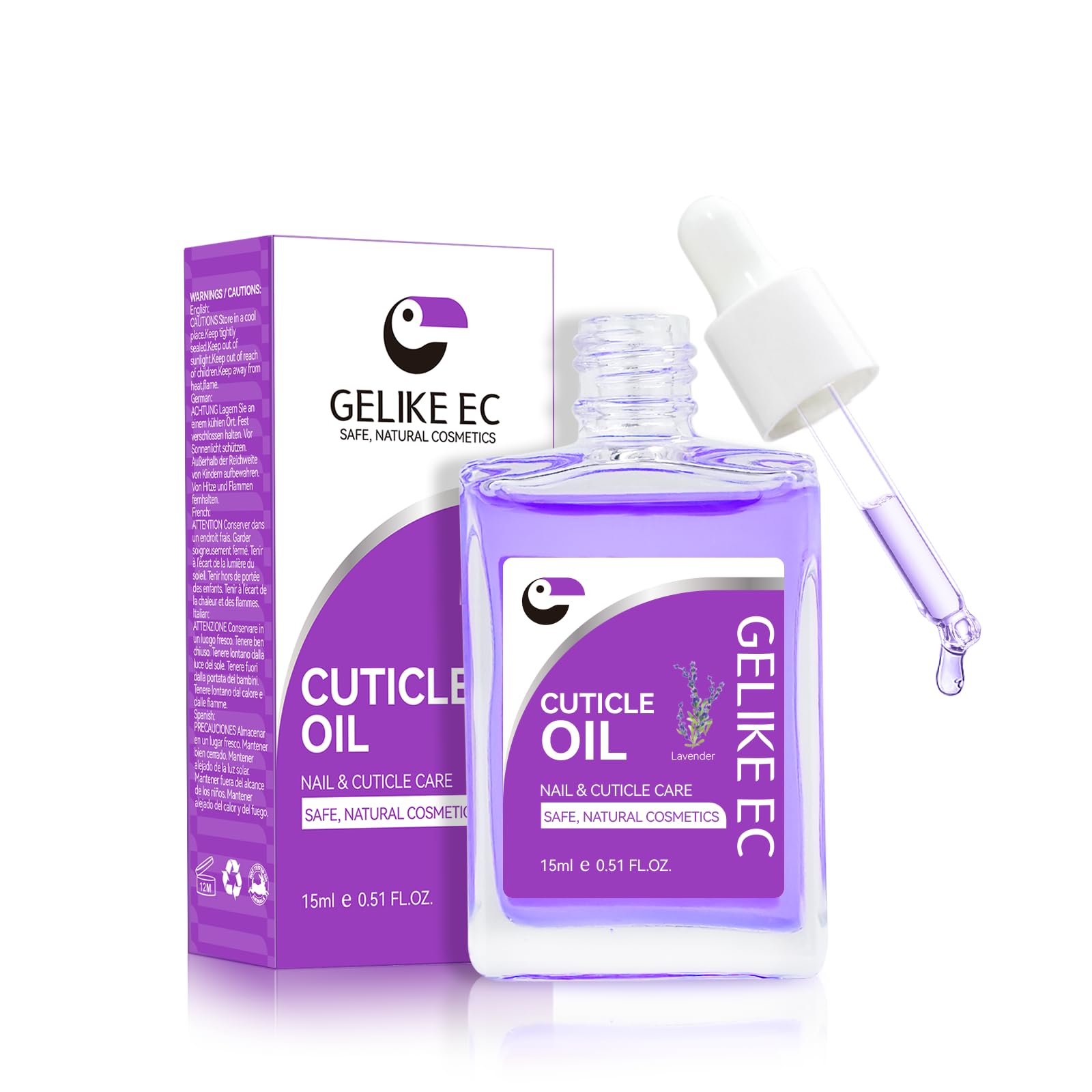 GELIKE EC Nail Cuticle Oil for Moisturize and Repair Easy and Quick Absorb Cuticles Care Treatment - Natural Lavender Smells for Women and Men Dry Damaged Thin Nails