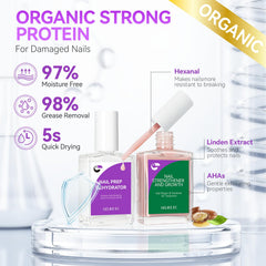 Nail Growth Treatment and Dehydrator Kit: Nude Strengthener for Weak Nails