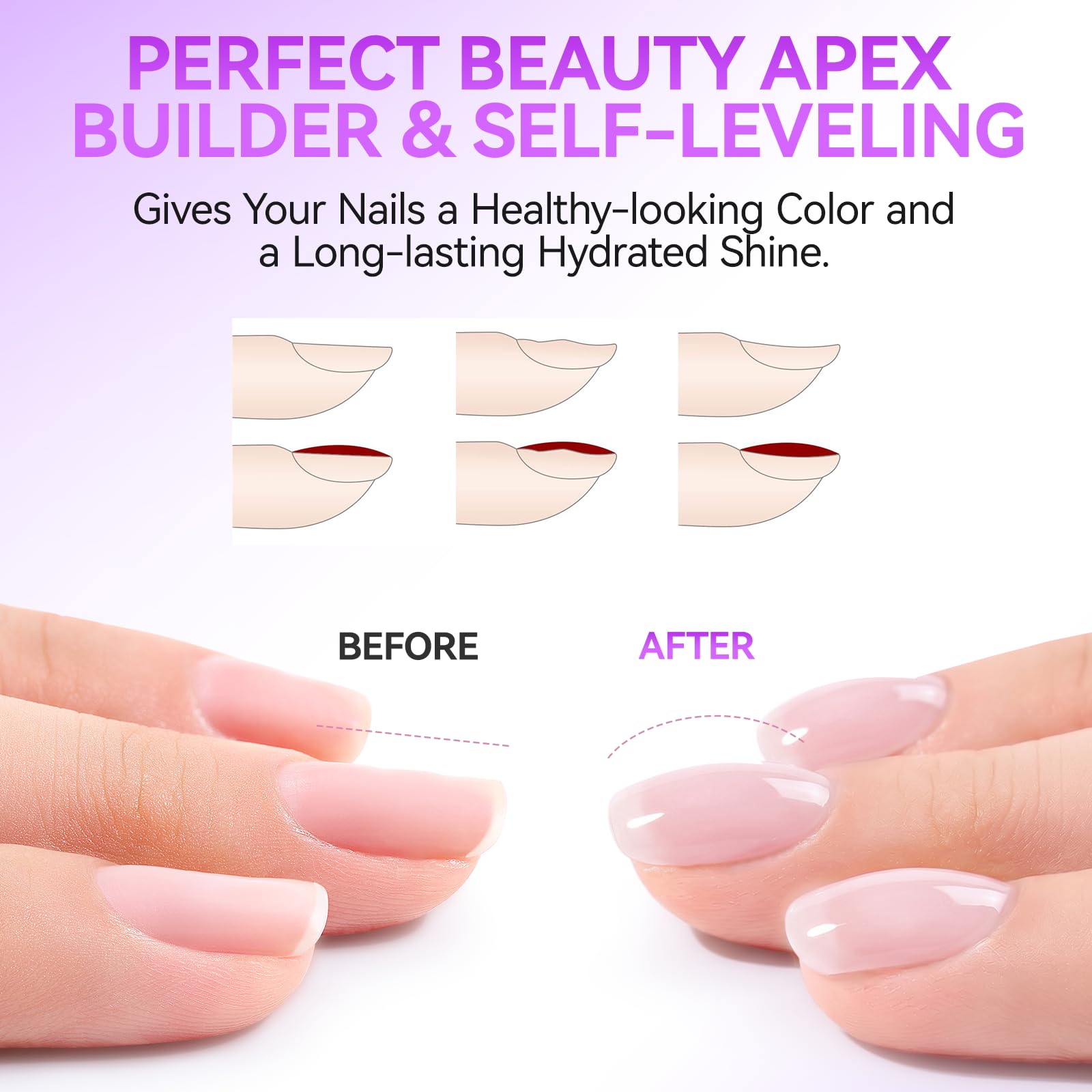 Gelike EC 6-in-1 Jelly Builder Gel Nail Glue:Blissful Blush Pink UV Rubber Base Gel for Apex Building – Extra Strong Adhesive for Press On & Acrylic Nail Tips for Home DIY Girls Gift