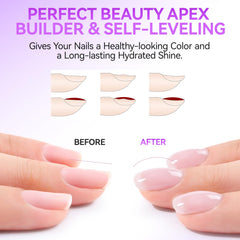 Gelike EC 6-in-1 Jelly Builder Gel Nail Glue:Blissful Blush Pink UV Rubber Base Gel for Apex Building – Extra Strong Adhesive for Press On & Acrylic Nail Tips for Home DIY Girls Gift
