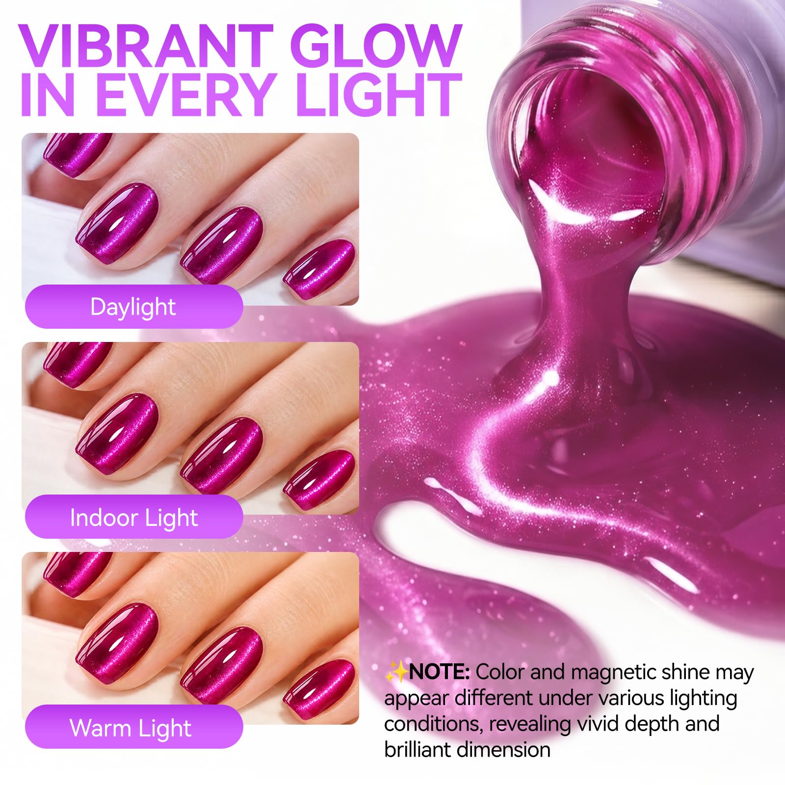 Cat Eye Gel Nail Polish Set,6 Vibrant Colors Easy Nail Art for Small Nails