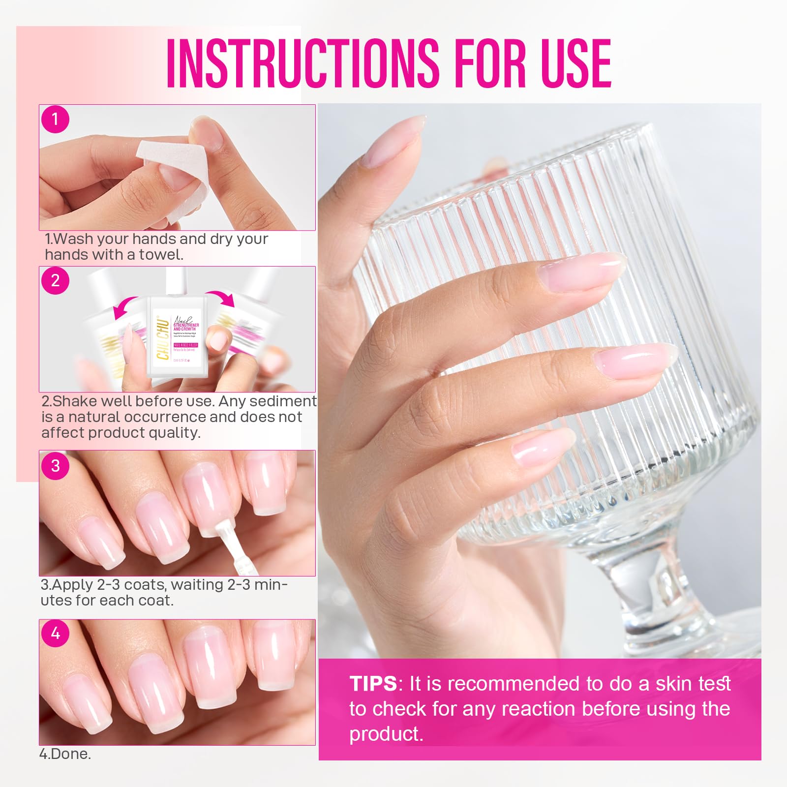 Nail Repair for Women: 8 in 1 Clear Nail Hardener Strengthener Extra