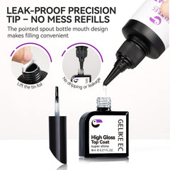 gelike ec Base Gel & Top Coat Set 2 x 100ml HEMA-Free Salon Refill Duo Kit
