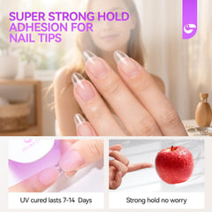Gelike Gel Nail Glue for Press Ons - Strong UV Nail Glue for Nail Tips