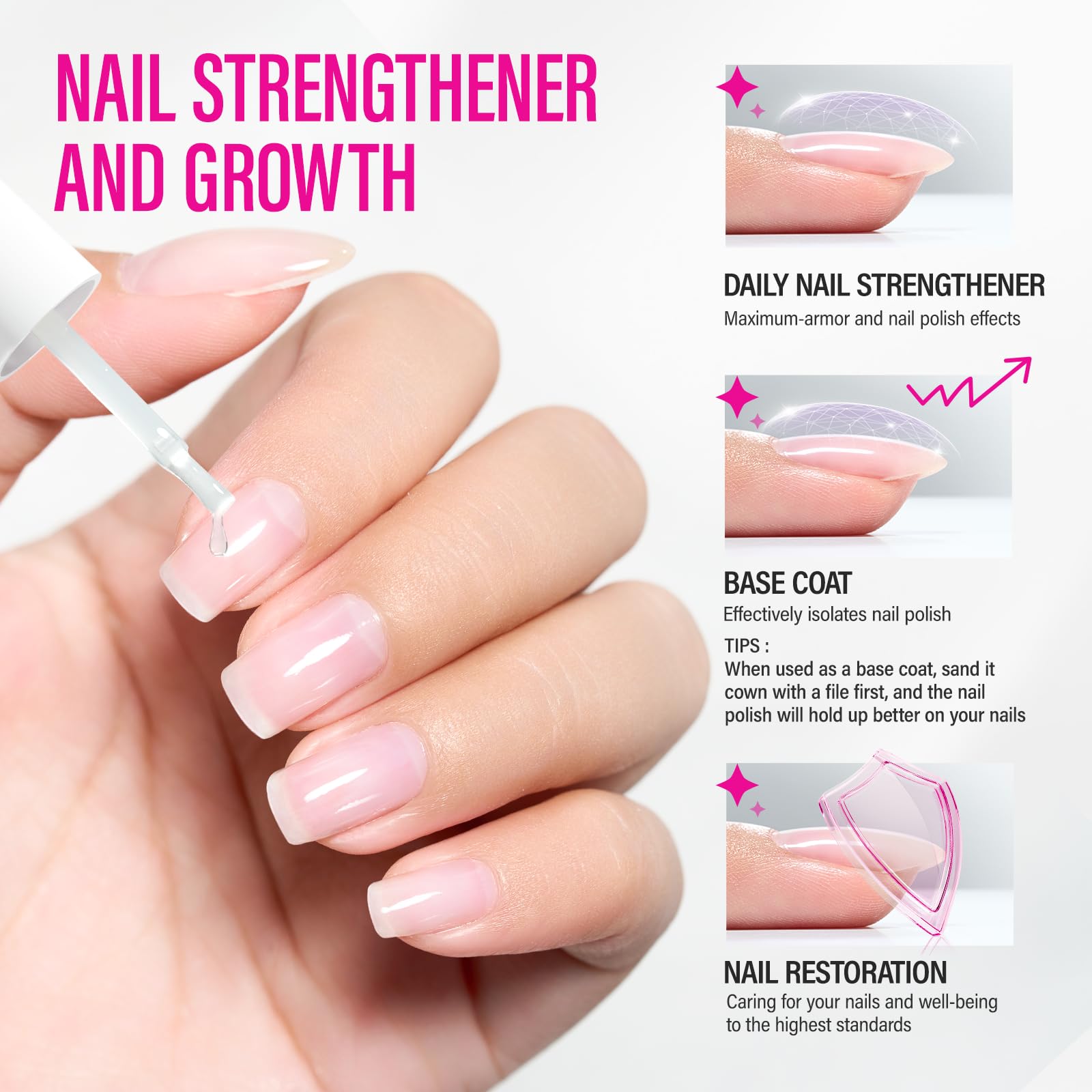 Nail Repair for Women: 8 in 1 Clear Nail Hardener Strengthener Extra