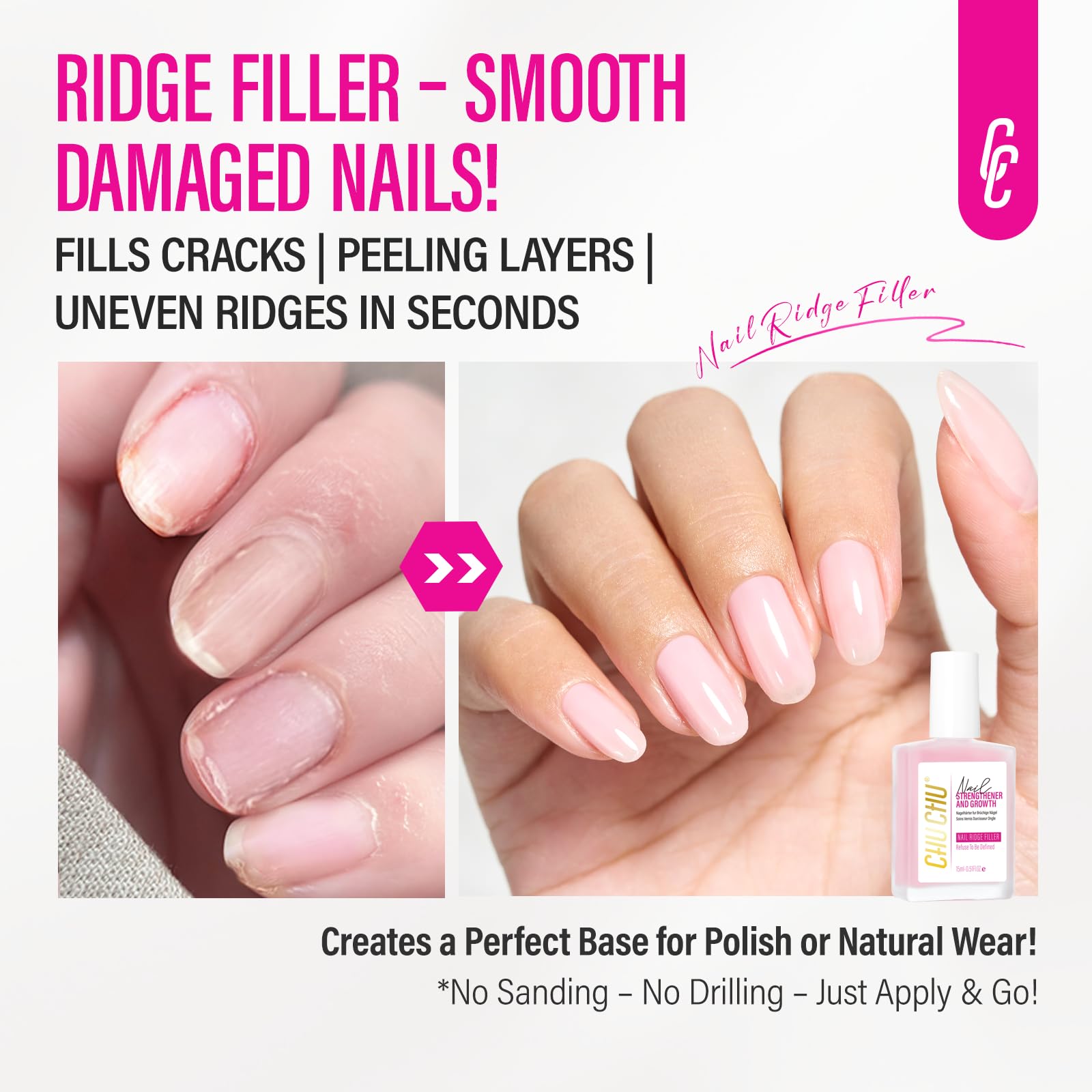 Nail Repair for Women: 8 in 1 Sheer Pink Nail Hardener Strengthener