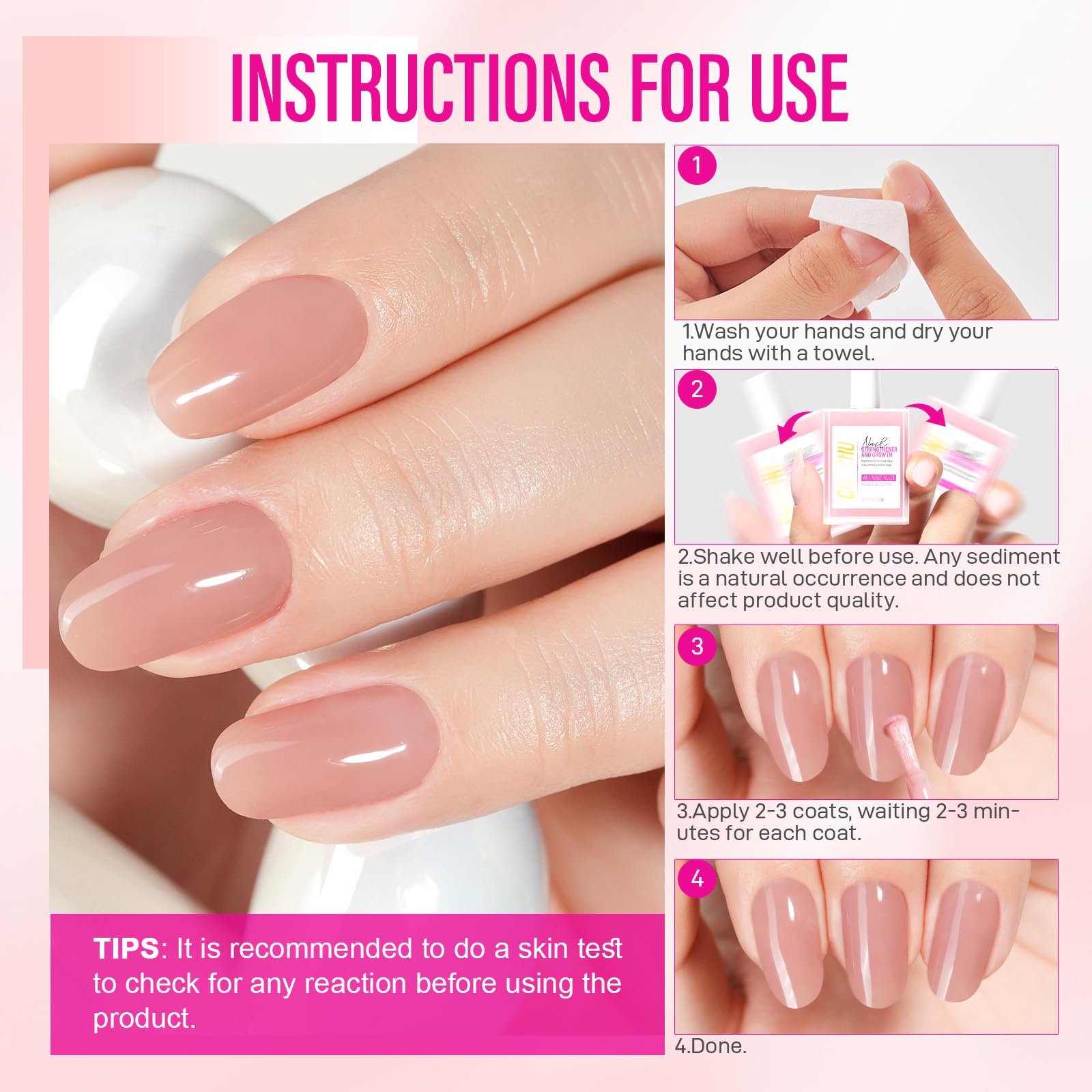Nail Repair for Women: 8 in 1 Dusty Peach Nail Hardener Strengthener