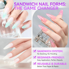 Gelike Dual Forms for Nail Extension: Almond Sandwich Dual Nail Form atHome