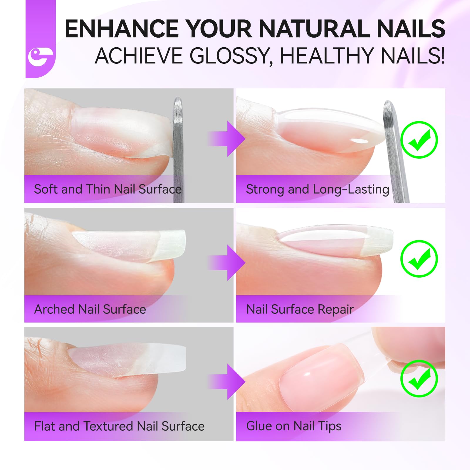 Gelike EC Nail Glue Gel Strengthener: Clear 6-in-1 Nail Gel for Repair