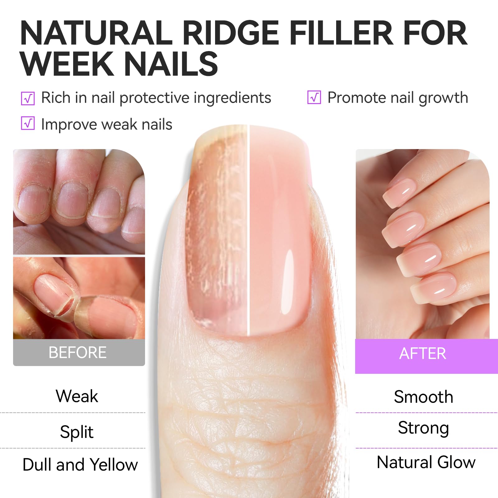 Nail Strengthener and Growth for Damaged Nails: Quick Dry for Weak Nails